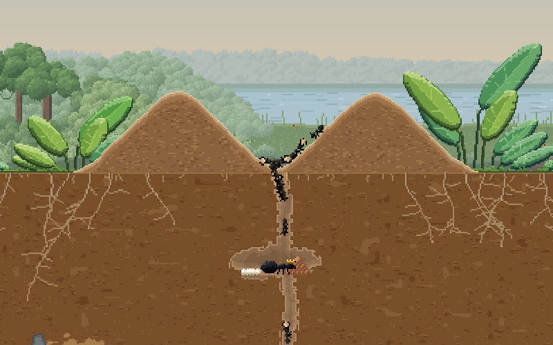 Ants at the entrance, start view